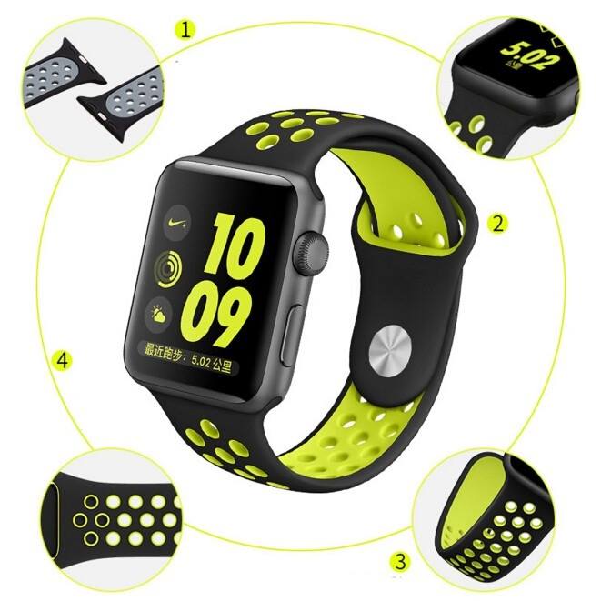 Coteetci Apple Watch Nike Sport Band Black Yellow Gadget
