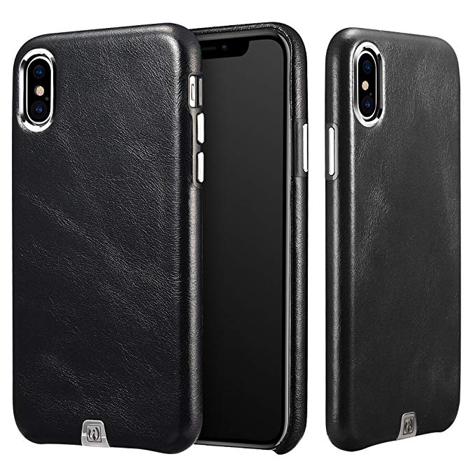 Luxury Premium iCarer Genuine Real Leather Case for iPhone X [Black ...