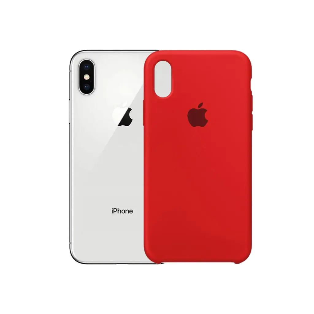 iPhone X Snowy Pattern Fabric Back Case- Red