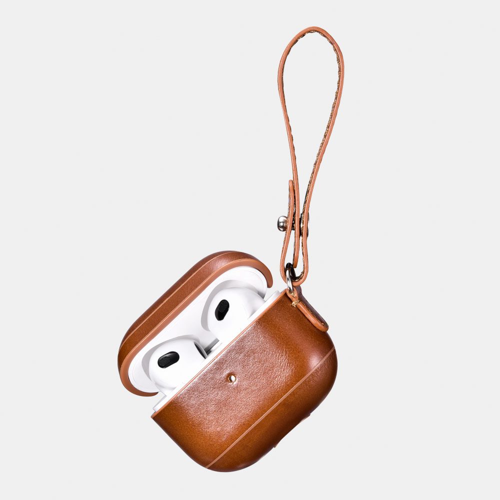 Airpods Premium Leather Case with Wrist Strap- iCarer