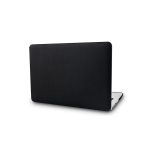 Macbook Plastic Hard shell Case with Italian Leather Top [Premium] [Black]