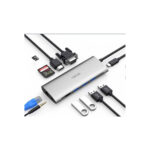 WiWU Alpha 11 in 1, WiWU Type C Hub, 11 in 1 Adapter with USB C to RJ45, HD MI, VGA, 4USB, Card Reader, 3.5 mm audio and Type C for Macbook Pro