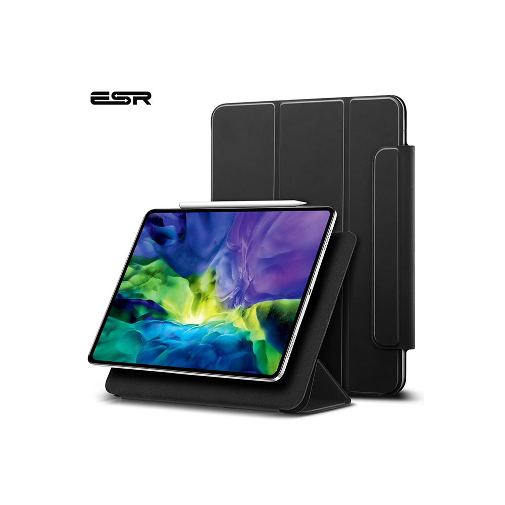 ESR Rebound Magnetic Smart Case for iPad Pro 11 2020 & 2018,Convenient Magnetic Attachment,Auto Sleep/Wake Trifold Stand Case,Black