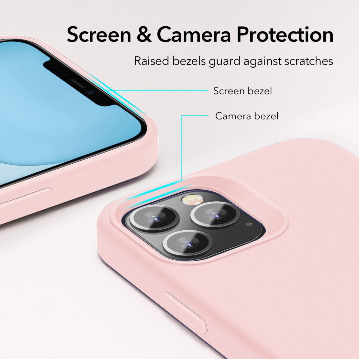 ESR Soft Silicone screen and camera protective Case Sand Pink for iPhone 12 Pro