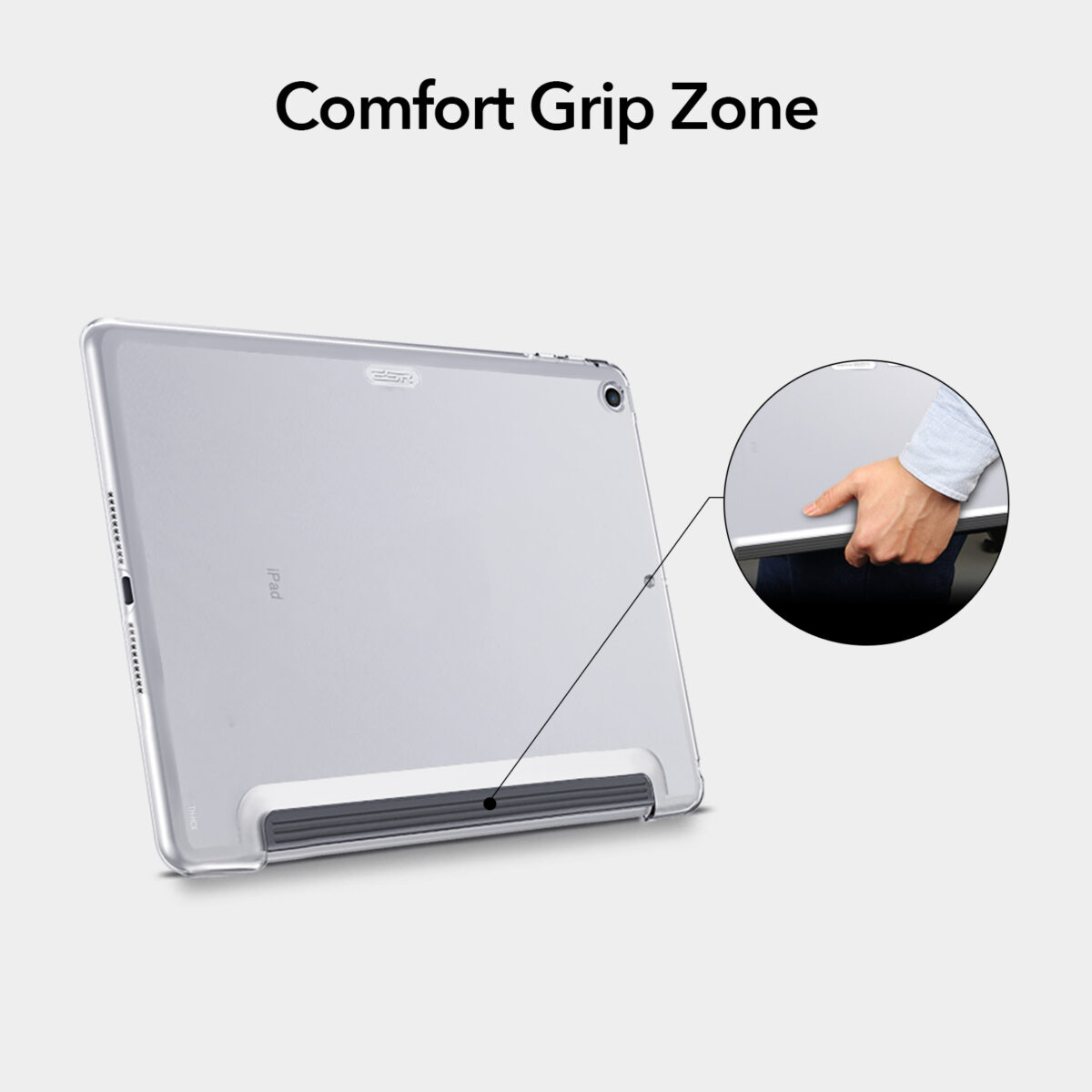 Crystal Clear hard back case with comfort grip zone for iPad Pro