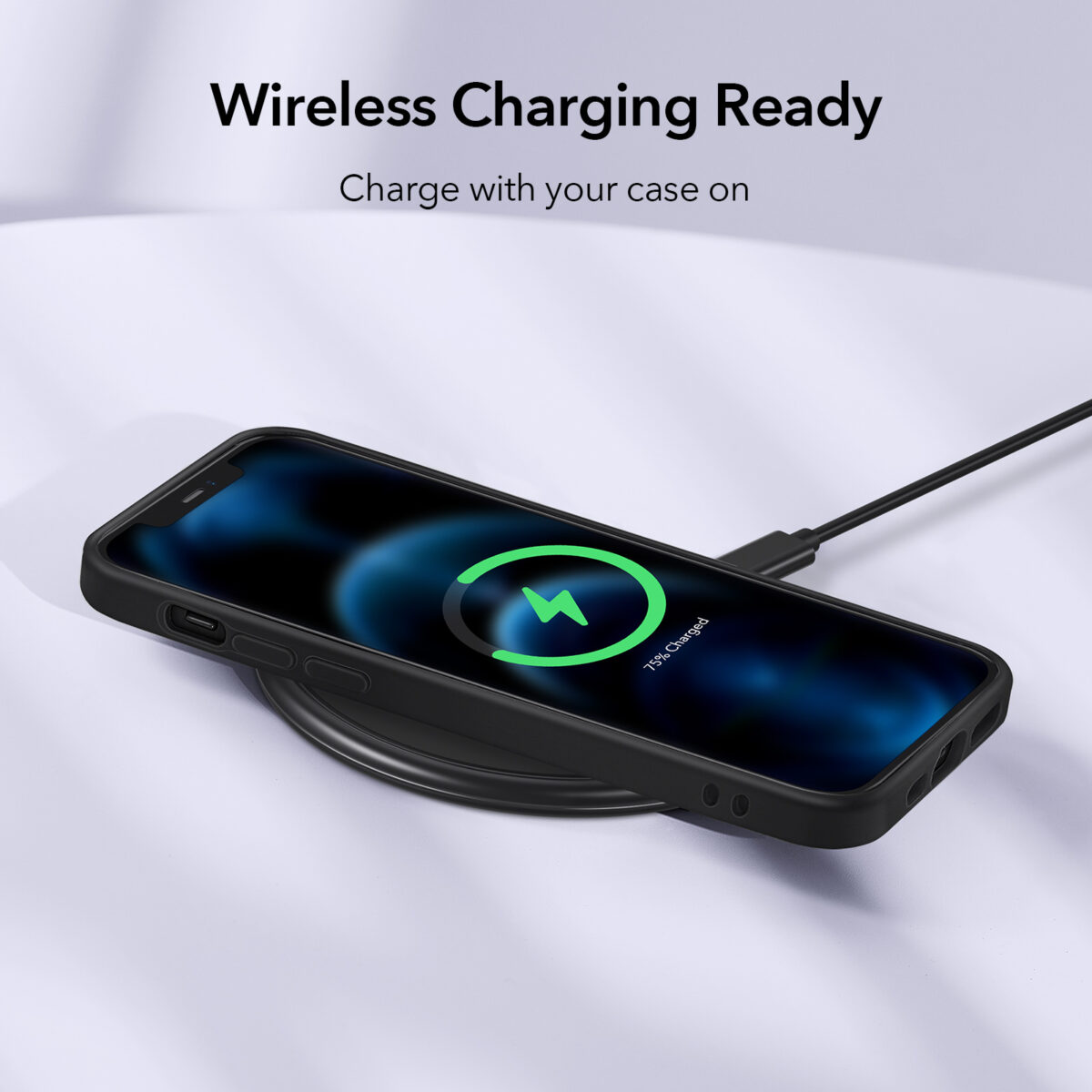 Silky smooth Silicone wireless charging ready case for iPhone 12 Black