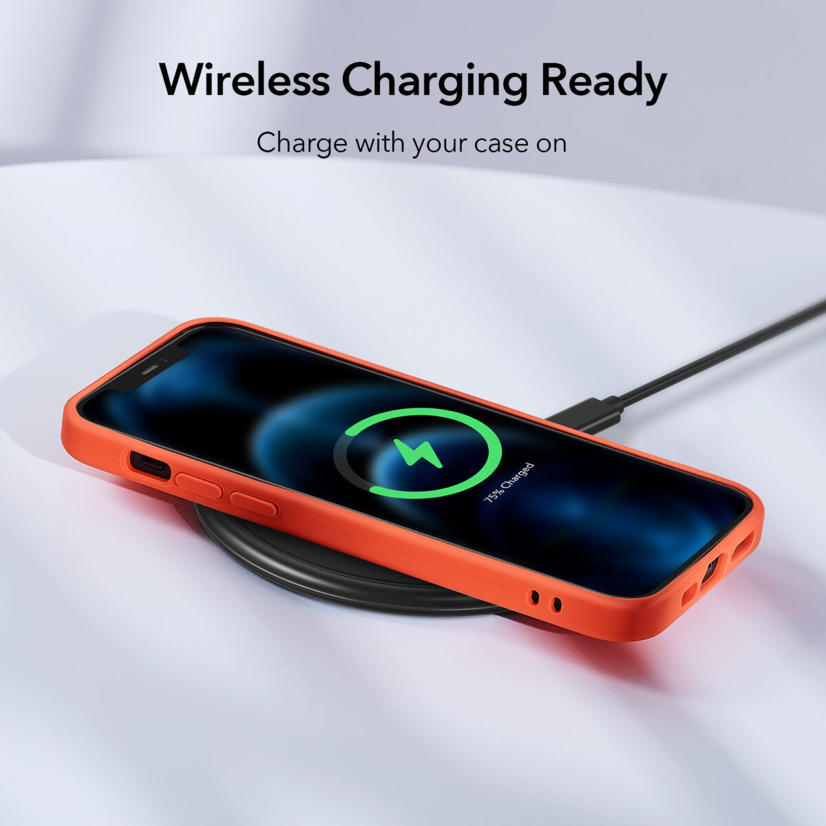 ESR Soft Silicone wireless charging ready Case coral orangek for iPhone 12 Pro