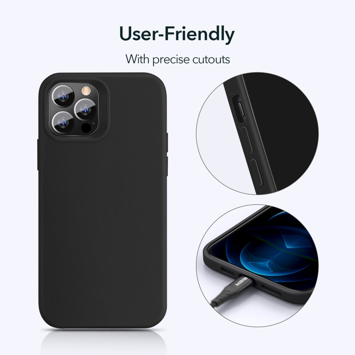 Silky smooth Silicone user-friendly case for iPhone 12 Black