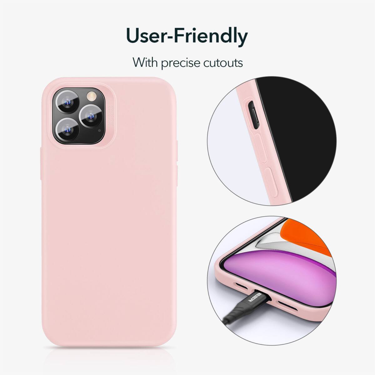 ESR Soft Silicone Case with precise cutouts Sand Pink for iPhone 12