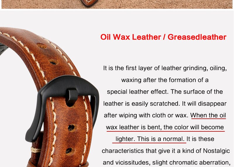 Oil Wax Leather Strap for Apple Watch