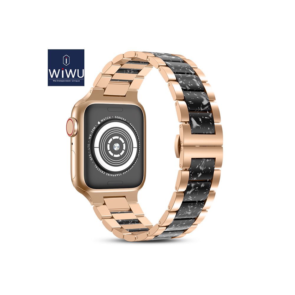WIWU Stylish Resin Strap for Apple Watch- Rose Gold White