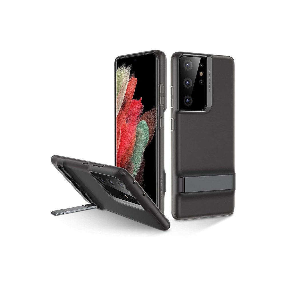 ESR Metal Kickstand Case Silicone Case for Samsung Galaxy S21 Series- Matte Black