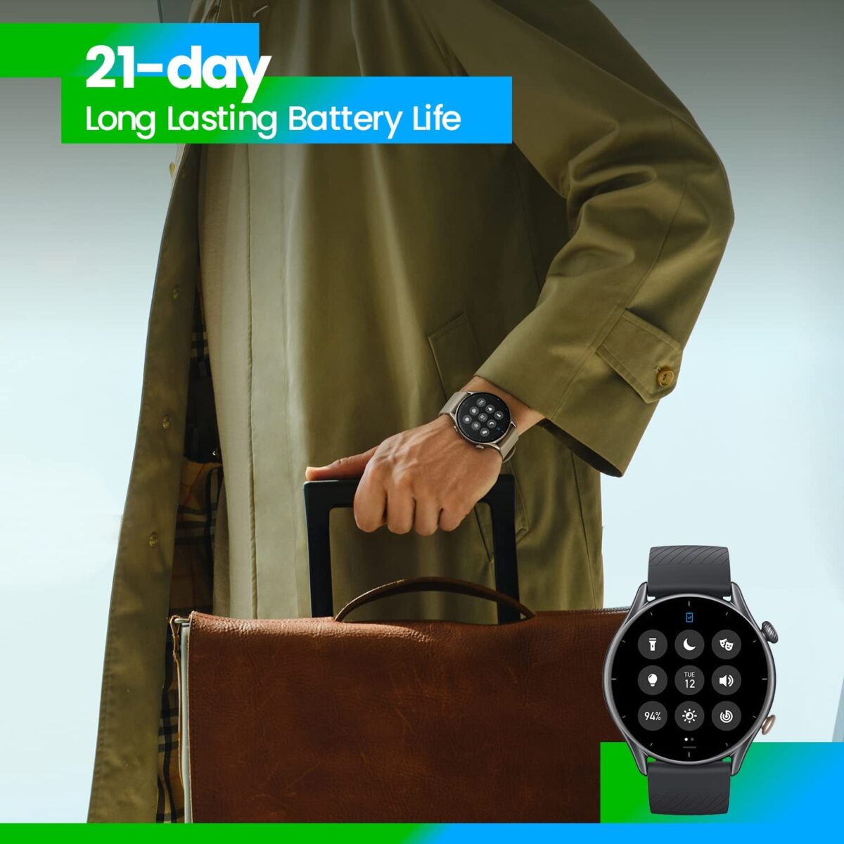 21 day long lasting battery life- Amazfit GTR 3 Smart Watch Sports Watch