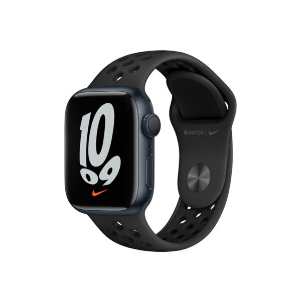 Apple Watch Nike Series 7 GPS, 45mm Midnight Aluminum Case with Anthracite/Black Nike Sport Band, Regular