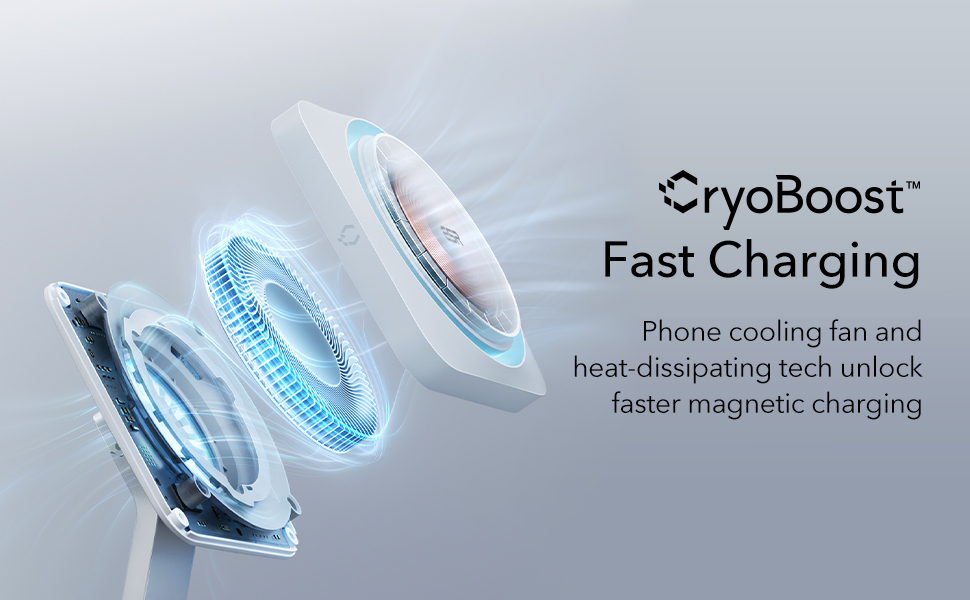 iPhone Cooling fan and heat-dissipating tech with 3 in 1 Charger Stand
