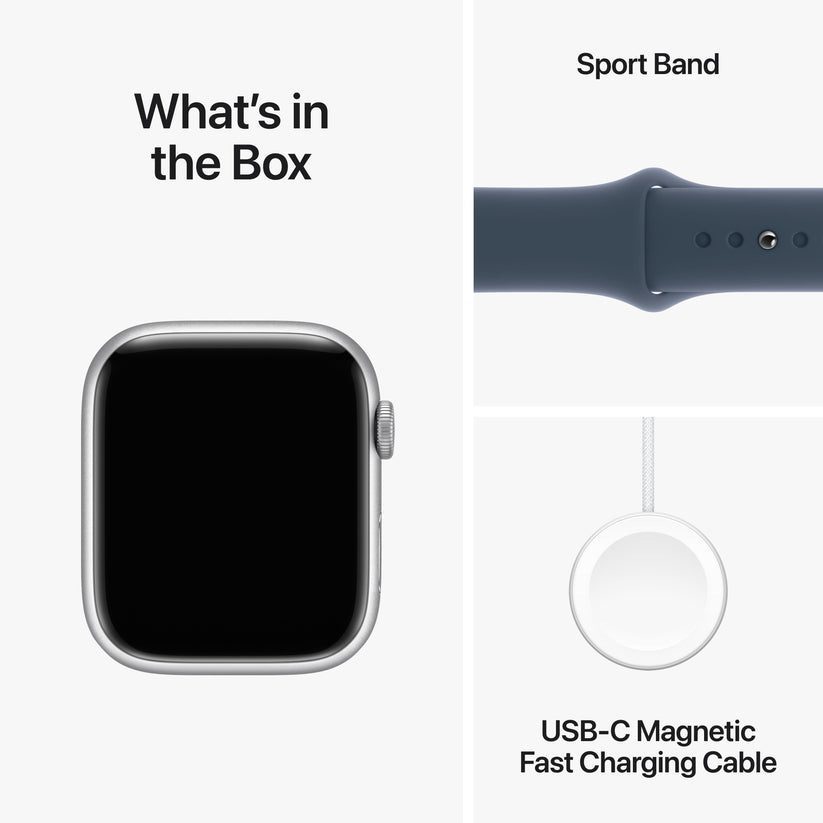 Apple Watch Series 9 GPS 45mm Silver Aluminum Storm Blue Sport Band PDP Image Position 10 GBEN 95813adc 062d 470c 8bba 7fa27f639f12