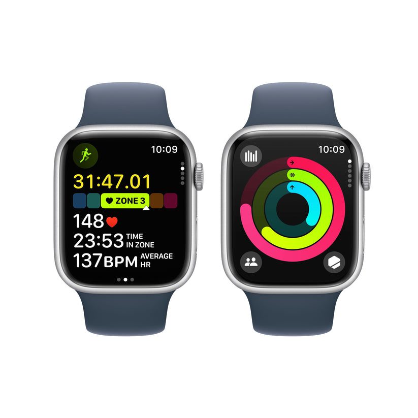 Apple Watch Series 9 GPS 45mm Silver Aluminum Storm Blue Sport Band PDP Image Position 8 GBEN bc5ade15 aaf1 4d4f b129 d1551c9127a3