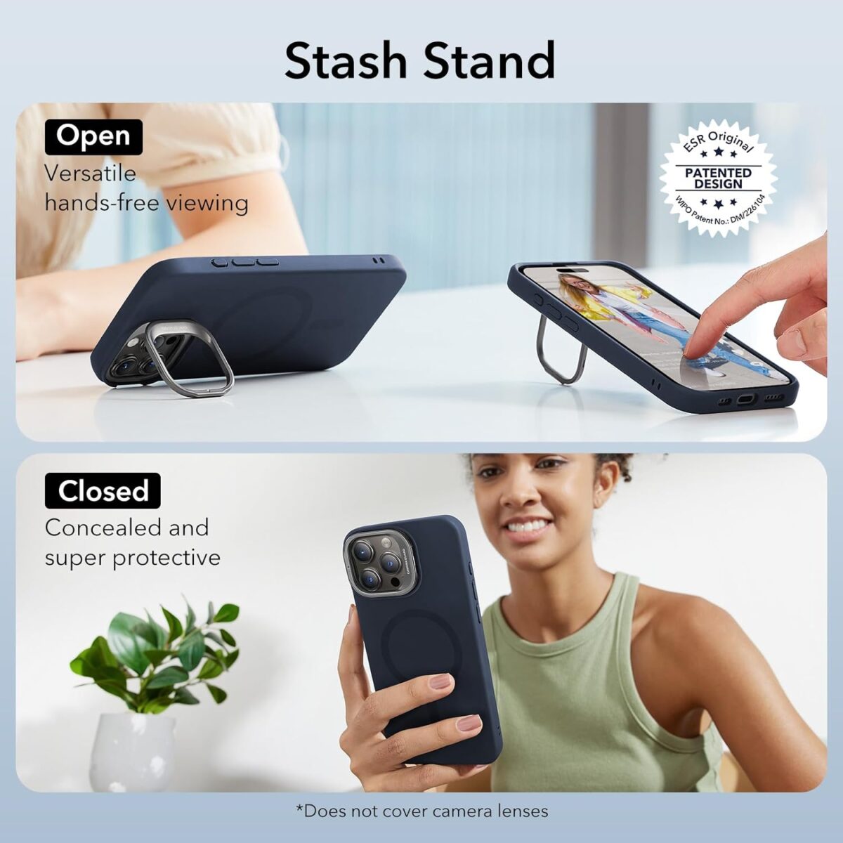 Silicone Case with Stash stand for iphone 15 pro max