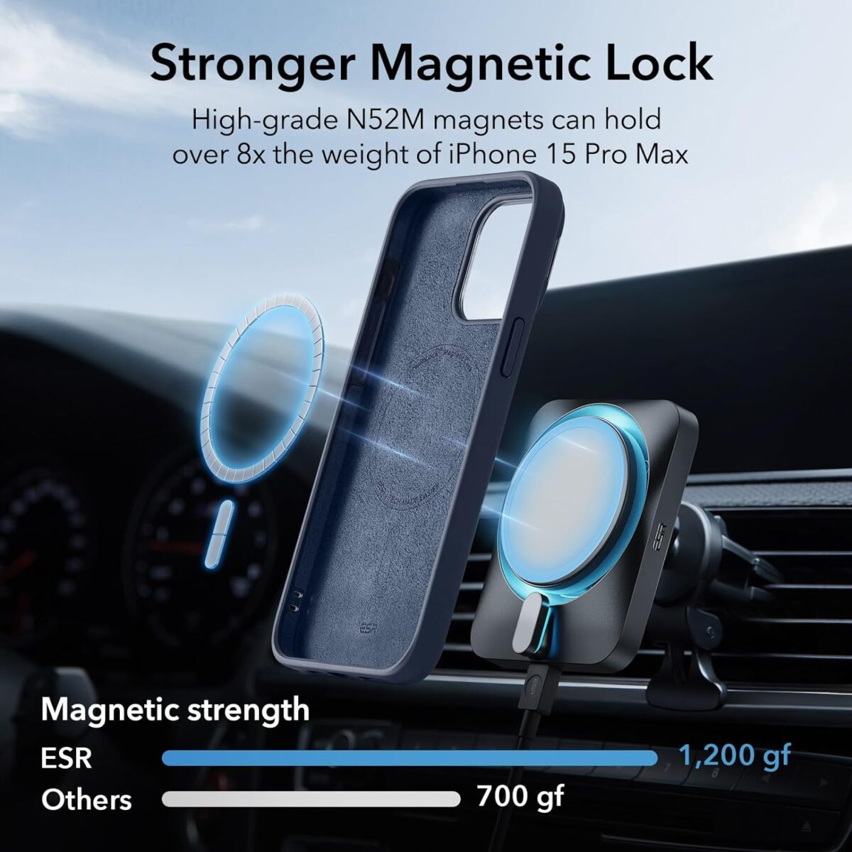 iPhone 15 Pro Max case with strong magnet