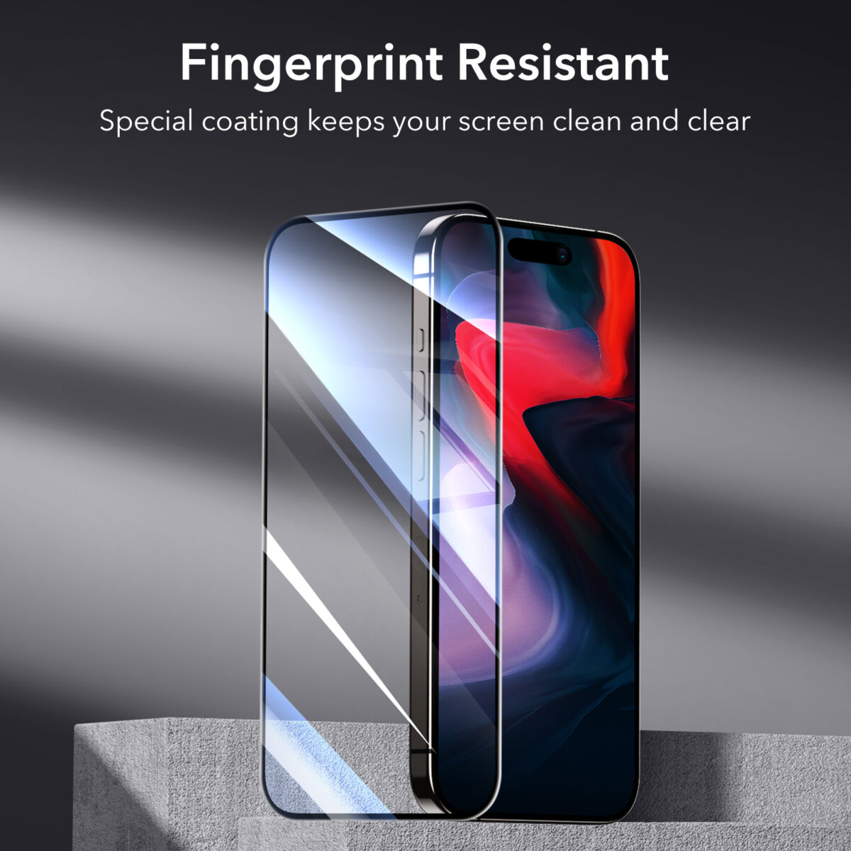 ESR iPhone 15 Pro Max Tempered Glass Screen Protector - Fingerprint Resistant
