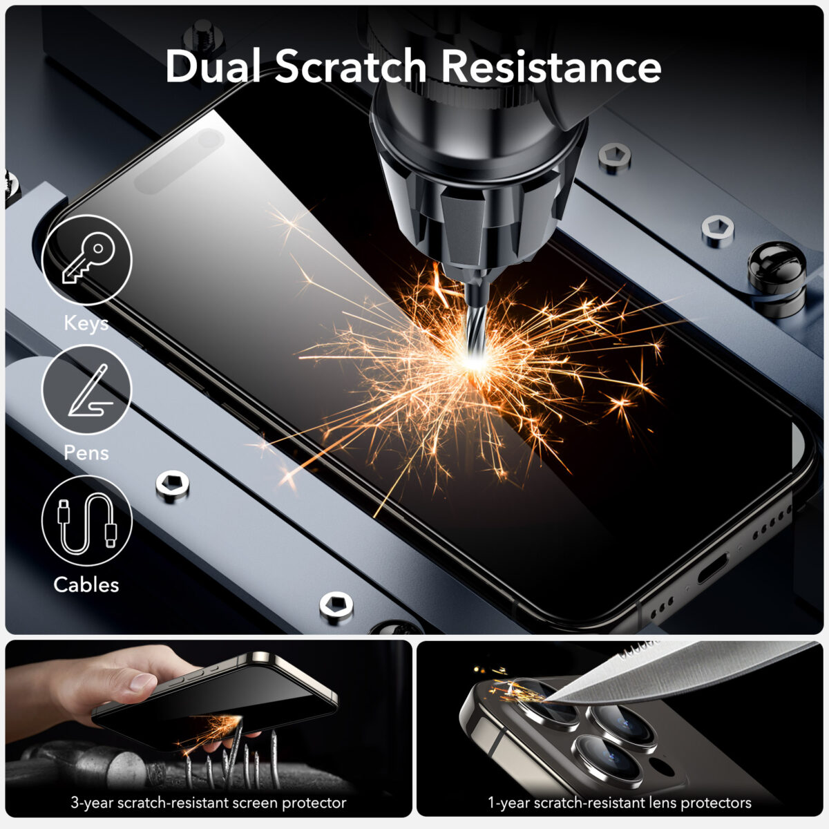 ESR Armorite Screen Protector for iPhone 15 Pro Max - Dual Scratch Resistance