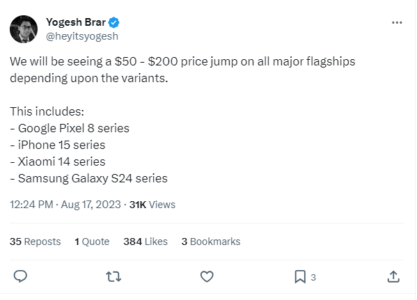Samsung S24 Ultra Price on Twitter