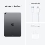 iPad Air 5 Box contains- iPad Air 5, USB C charging Cable, USB C Power Adapter