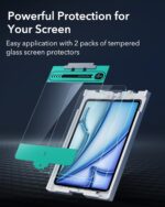 Demonstration of easy bubble-free installation with ESR Tempered-Glass Screen Protector application tray
