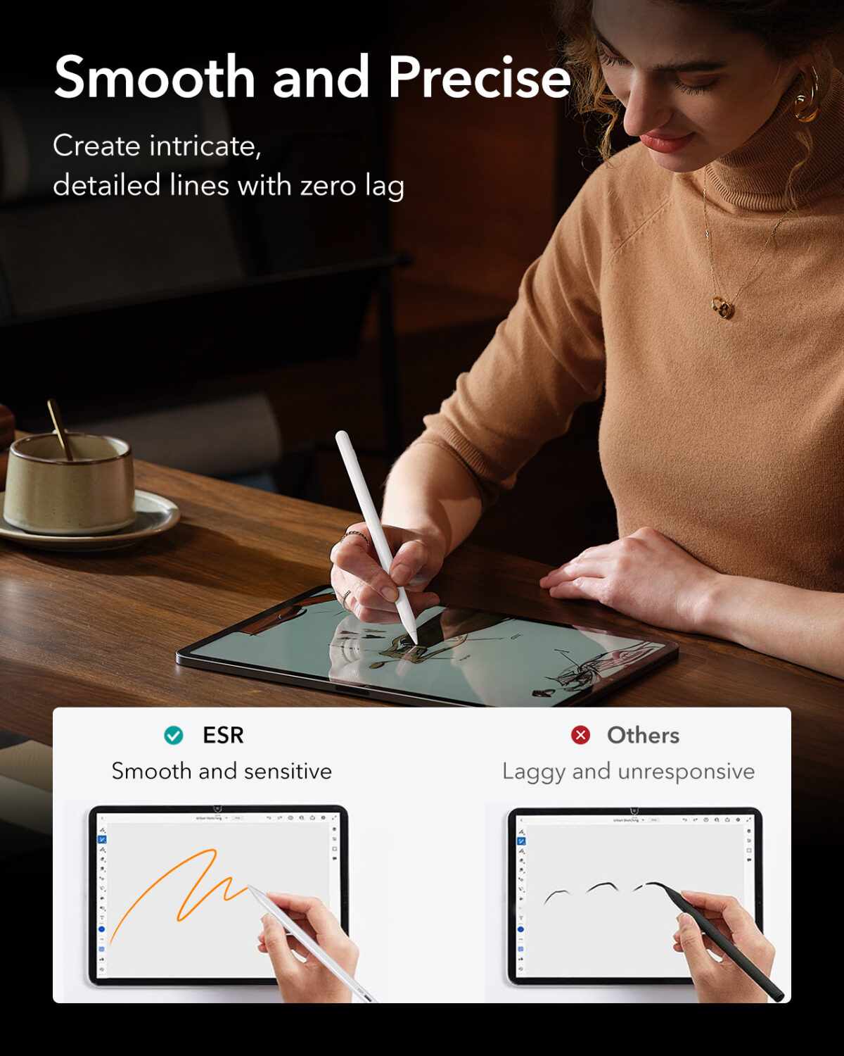 ESR Digital Pencil Pro providing precise and smooth writing and drawing experience on iPad.