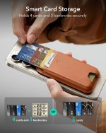 Close-up of ESR MagSafe Wallet showing 5-card holder feature with secure fit.