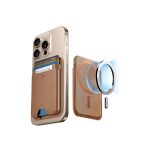 ESR MagSafe Wallet in black attached to iPhone, holding up to 5 cards securely.