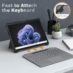 MoKo Case in black, designed for Microsoft Surface Pro, placed on a desk setup