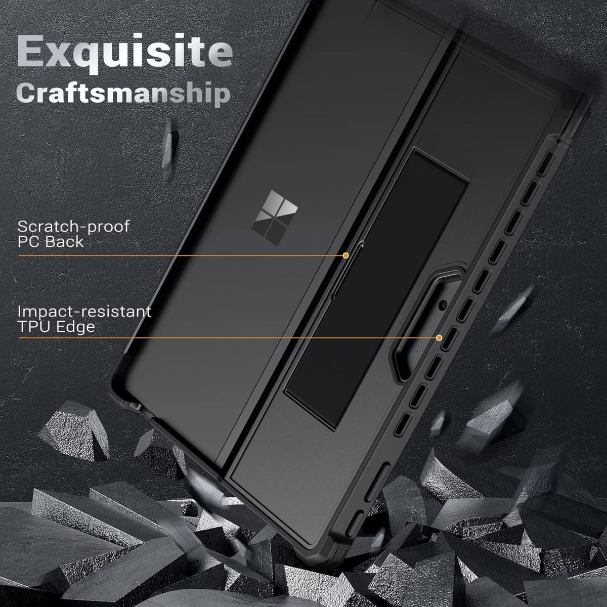 MoKo Case for Microsoft Surface Pro 11/10/9 with hand strap and rugged build