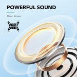 USB-C charging port on the Anker Life U2i headphones, emphasizing quick-charge functionality."