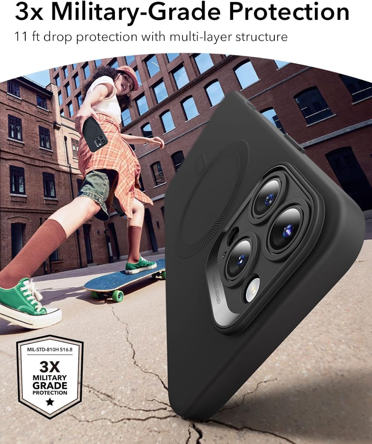 ESR Cloud Slim Silicone MagSafe Case for iPhone 16 Series with Camera Protection- Black - Image 8