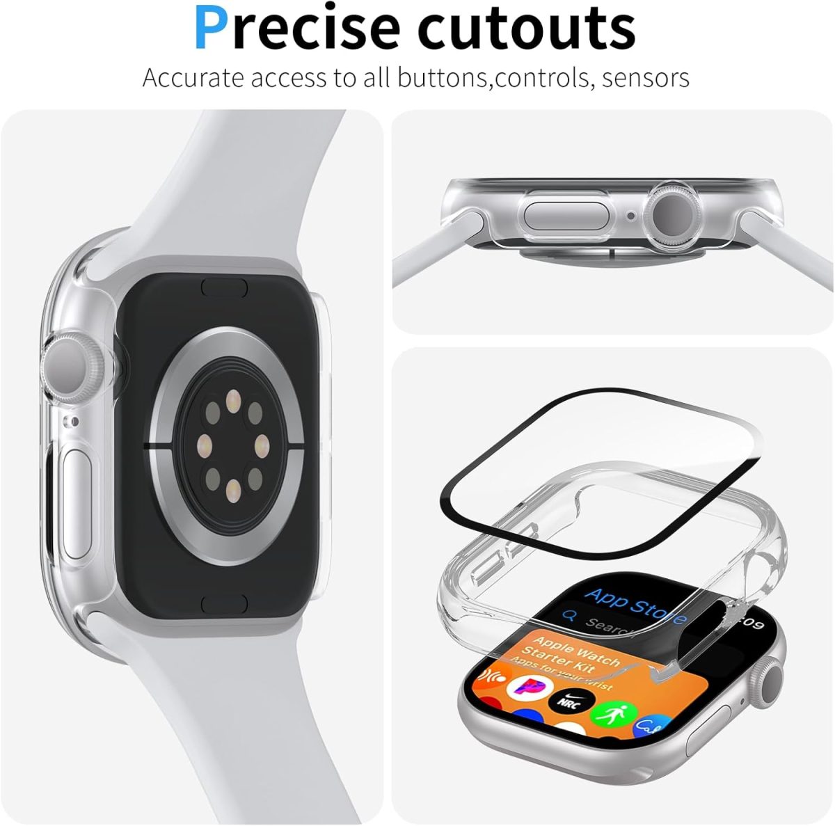 WIWU 2 in 1 Tempered Glass Protector Case for Apple Watch Series 10 1