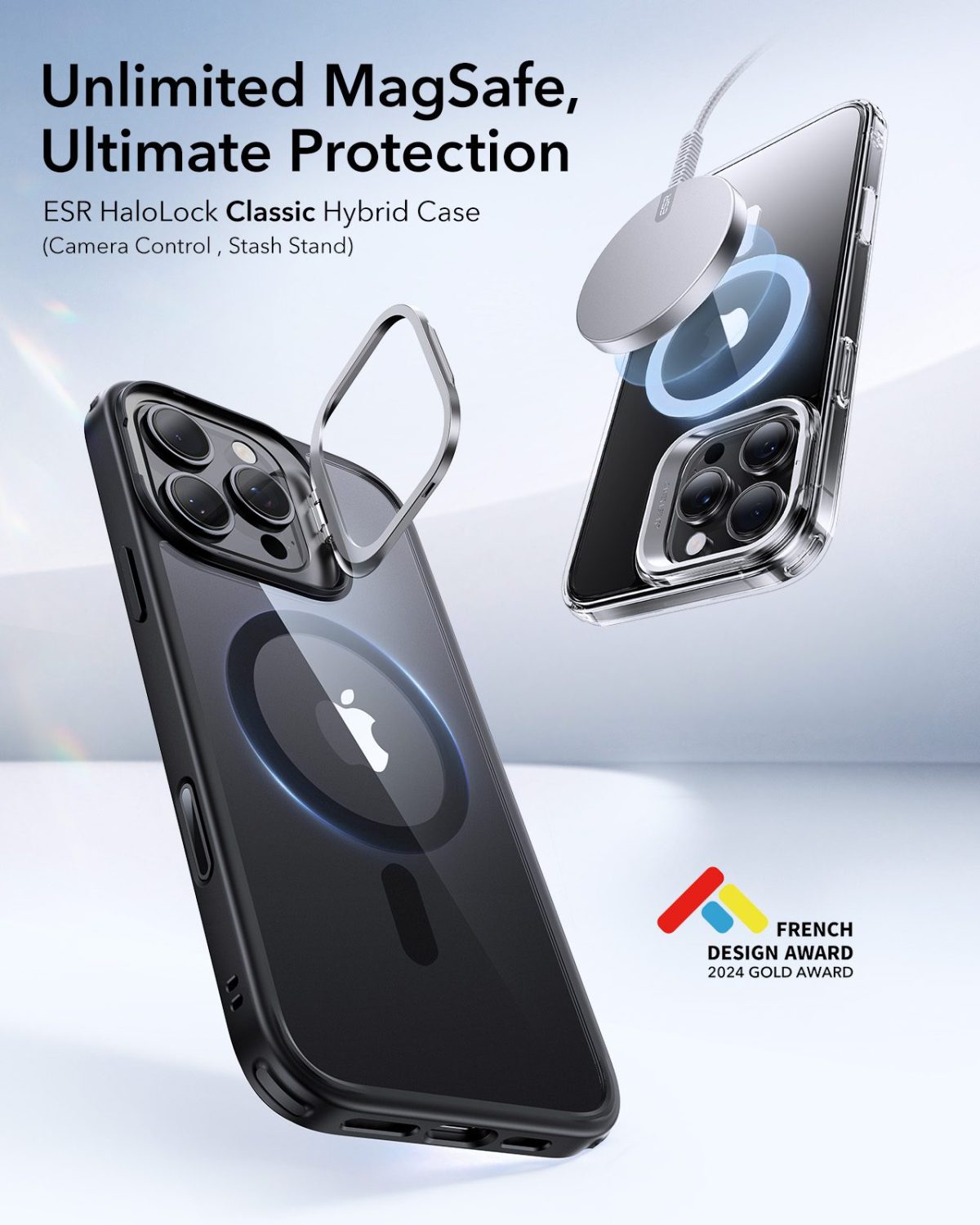 ESR Classic Stash Stand Case with Camera Control Button for iPhone 16 Series (Clear Black) - Image 7