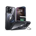 iPhone 16 Pro Max HaloLock Classic Hybrid Case (Camera Control, Stash Stand) - Clear Black