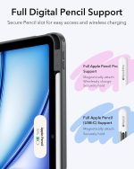 ESR for iPad Air 11 Inch Case (M3/M2/5th/4th Gen), Flip Magnetic Vertical Stand Cover with Pencil Holder - Image 5