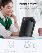 ESR for iPad Air 11 Inch Case (M3/M2/5th/4th Gen), Flip Magnetic Vertical Stand Cover with Pencil Holder - Image 2