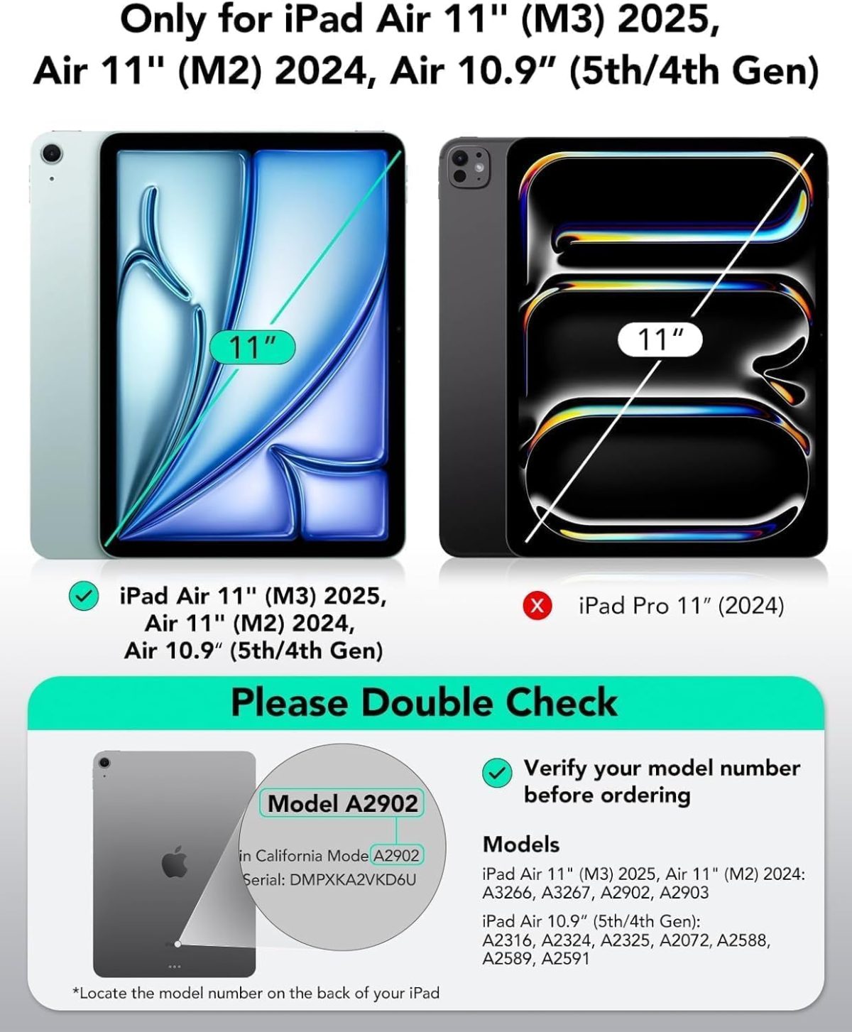 ESR for iPad Air 11 Inch Case (M3/M2/5th/4th Gen), Flip Magnetic Vertical Stand Cover with Pencil Holder - Image 9