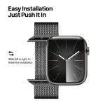 Graphite Apple Watch Milanese strap on hand