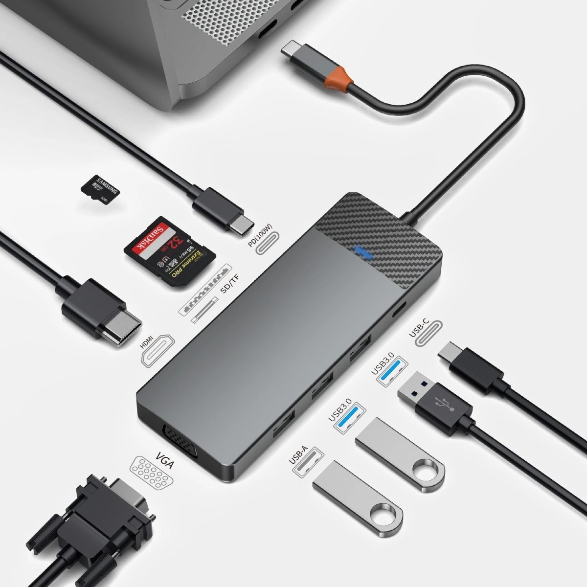 WiWU Linker 921 9-in-1 USB-C Hub full view