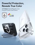 ESR Classic Hybrid Stash Stand Case with Camera Control Button- Clear Black 4