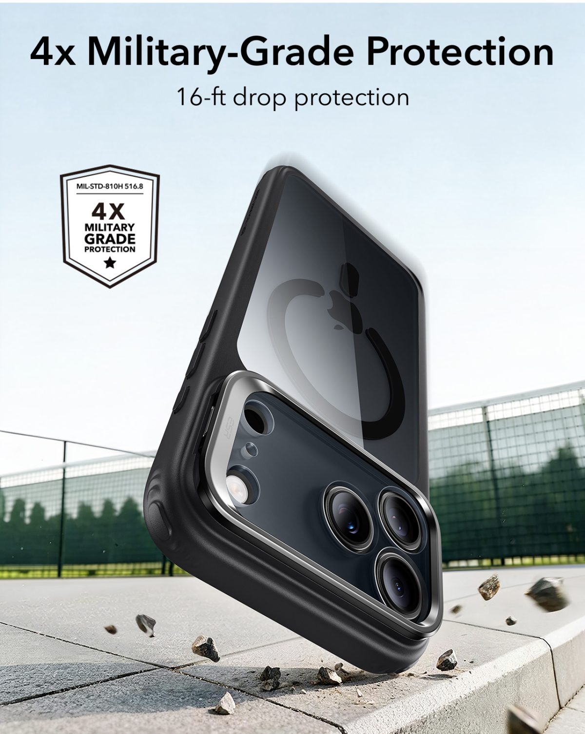 ESR iPhone 18 & 17 Series Classic Flex Stand Case Clear Black