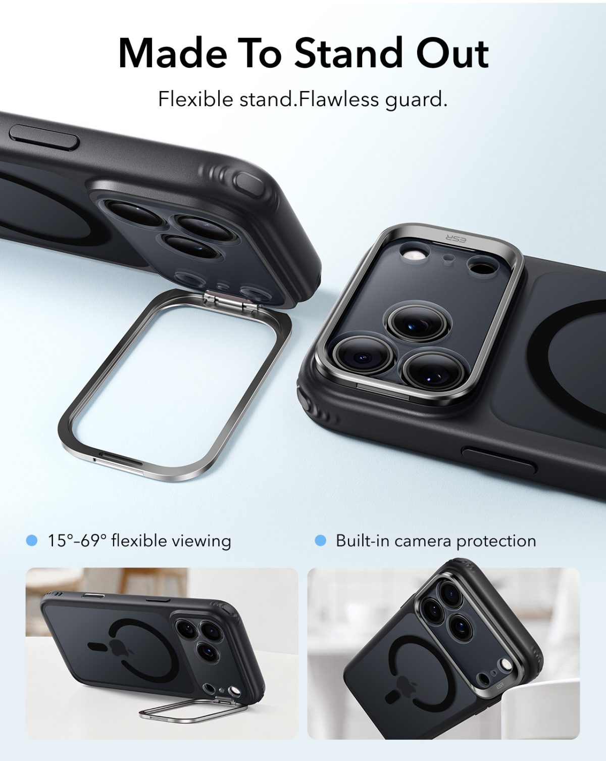 ESR iPhone 18 & 17 Series Classic Flex Stand Case Frosted Black