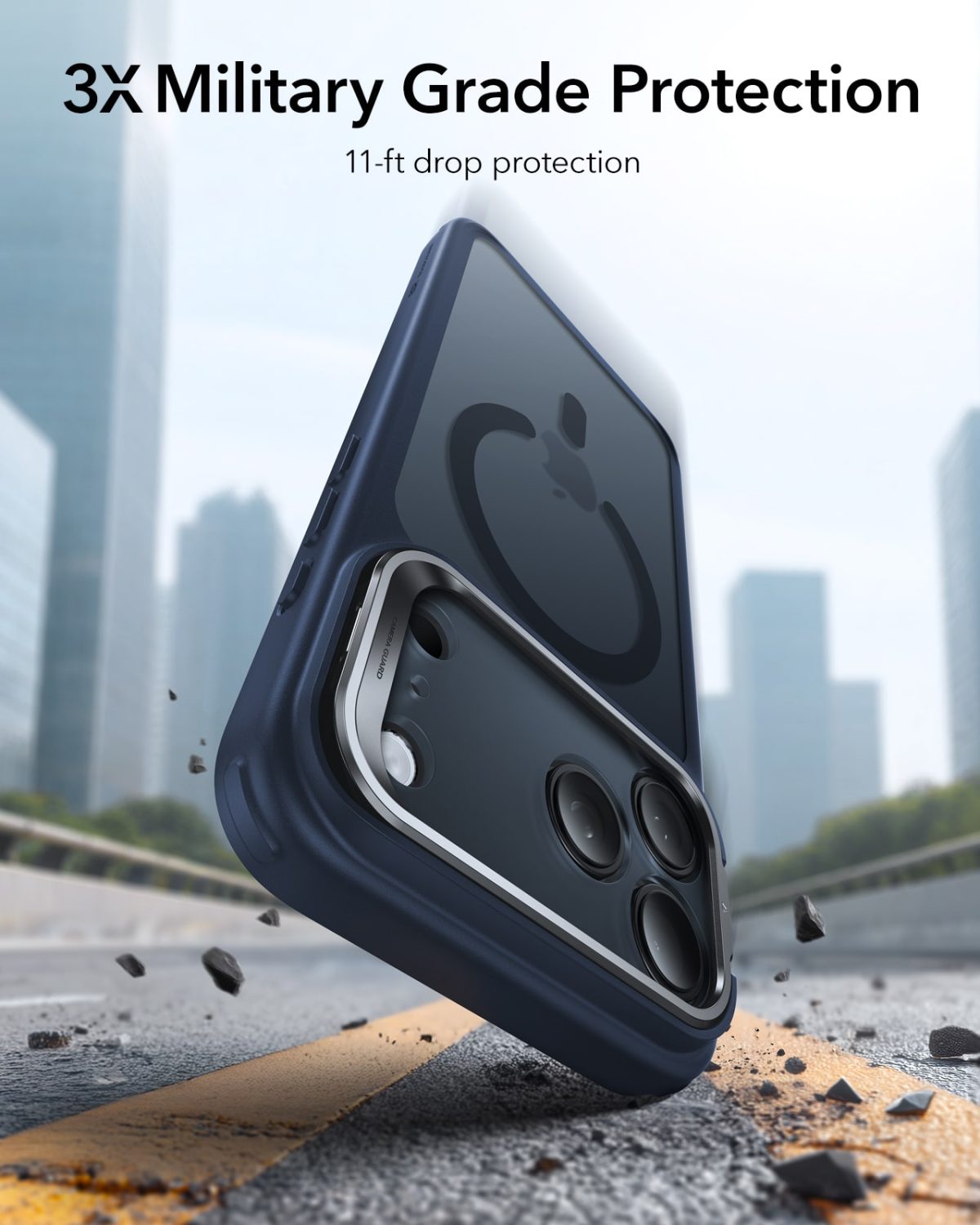 Military Grade iPhone 17 Case Frosted Blue Drop Test