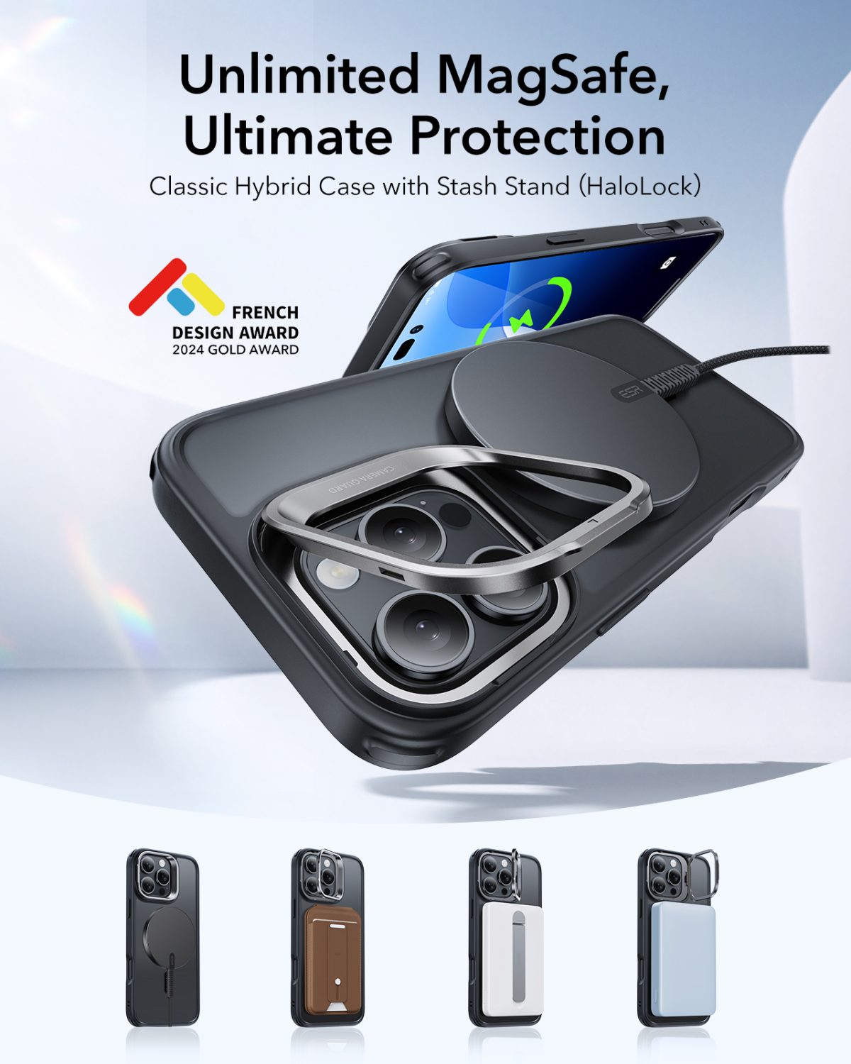ESR iPhone 16 Pro Max Case Durable Zinc-Alloy Stash Stand