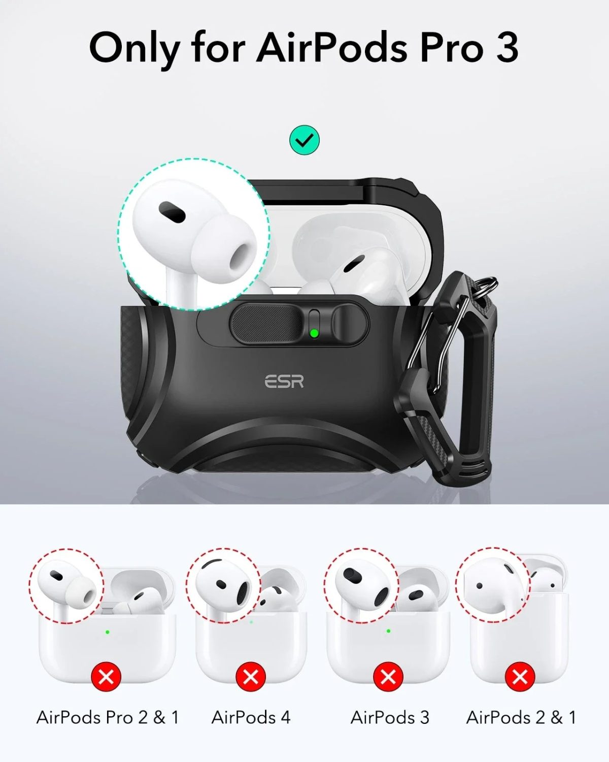 ESR AirPods Pro 3 Case 2025 Easy Open Design with Latch