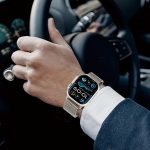 COTECi Milanese Loop strap Apple Watch worn outdoors, demonstrating style and comfort